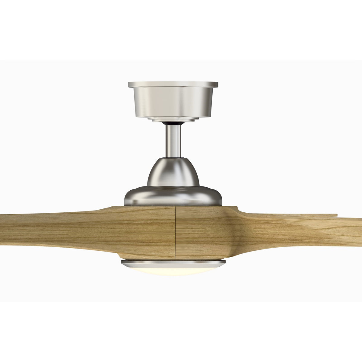 Fanimation Wrap Custom 48in 3-Blade Smart Ceiling Fan with LED Light Kit | Brushed Nickel and Natural Composite Blades | Model FPD8530BN-48N-LK