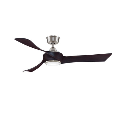 Fanimation Wrap Custom 52in 3-Blade DC Ceiling Fan with LED Light | Modern Brushed Nickel and Dark Walnut Composite | Model FPD8530BN-52DWA-LK
