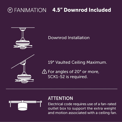 Fanimation Wrap Custom 52in Smart Ceiling Fan | Brushed Nickel and Natural Composite Blades | Covered Patio & Bedroom | Model FPD8530BN-52N