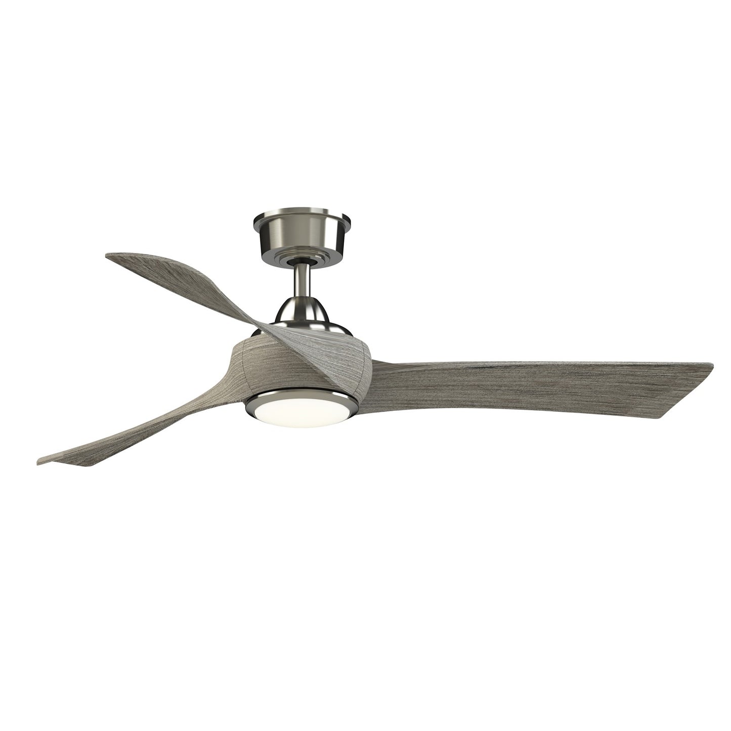 Fanimation Wrap Custom 52in Smart Ceiling Fan with LED Light | Brushed Nickel and Weathered Wood Composite Blades | Covered | Model FPD8530BN-52WE-LK