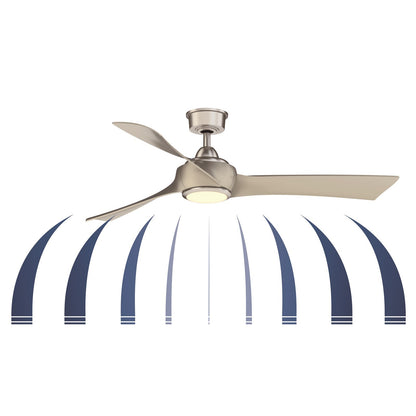 Fanimation Wrap Custom 56in 3-Blade Ceiling Fan | Brushed Nickel and Black Composite | Covered Patio & Bedroom | Model FPD8530BN-56BL