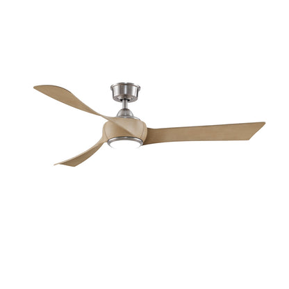 Fanimation Wrap Custom 56in 3-Blade Ceiling Fan with LED Light | Brushed Nickel and Natural Composite | Covered Patio | Model FPD8530BN-56N-LK