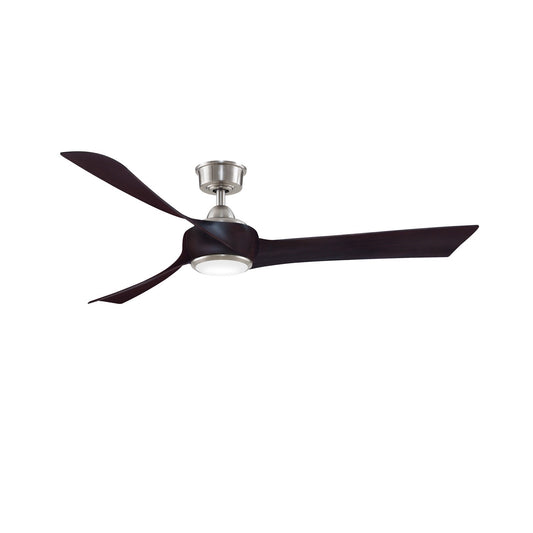 Fanimation Wrap Custom 60in 3-Blade Smart Ceiling Fan with LED Light | Brushed Nickel with Dark Walnut Composite Blades | Model FPD8530BN-60DWA-LK