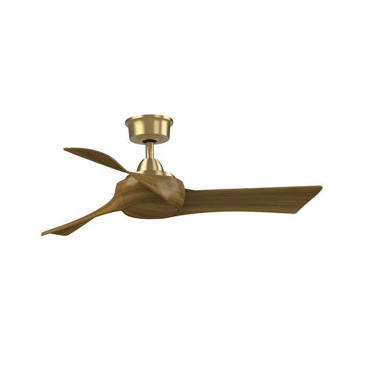 Fanimation Wrap Custom 44in 3-Blade Smart Ceiling Fan | Brushed Satin Brass and Koa Composite Blades | Covered Patio & Bedroom | Model FPD8530BS-44K
