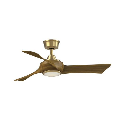 Fanimation Wrap Custom 44in 3-Blade Smart Ceiling Fan with LED Light | Brushed Satin Brass and Koa Composite Blades | Model FPD8530BS-44K-LK