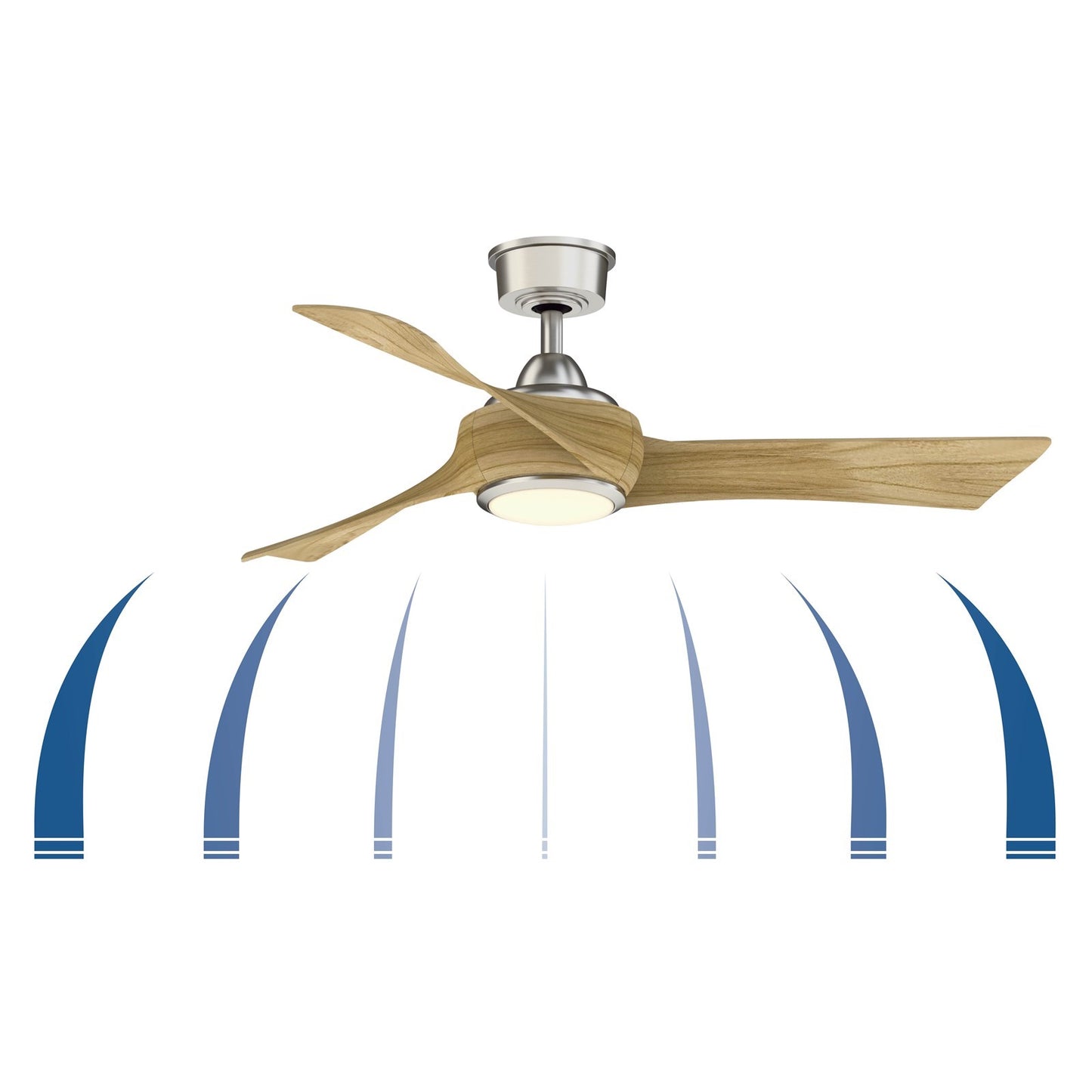 Fanimation Wrap Custom 48in 3-Blade Smart Ceiling Fan | Brushed Satin Brass and Matte White Composite | Covered Patio | Model FPD8530BS-48MW