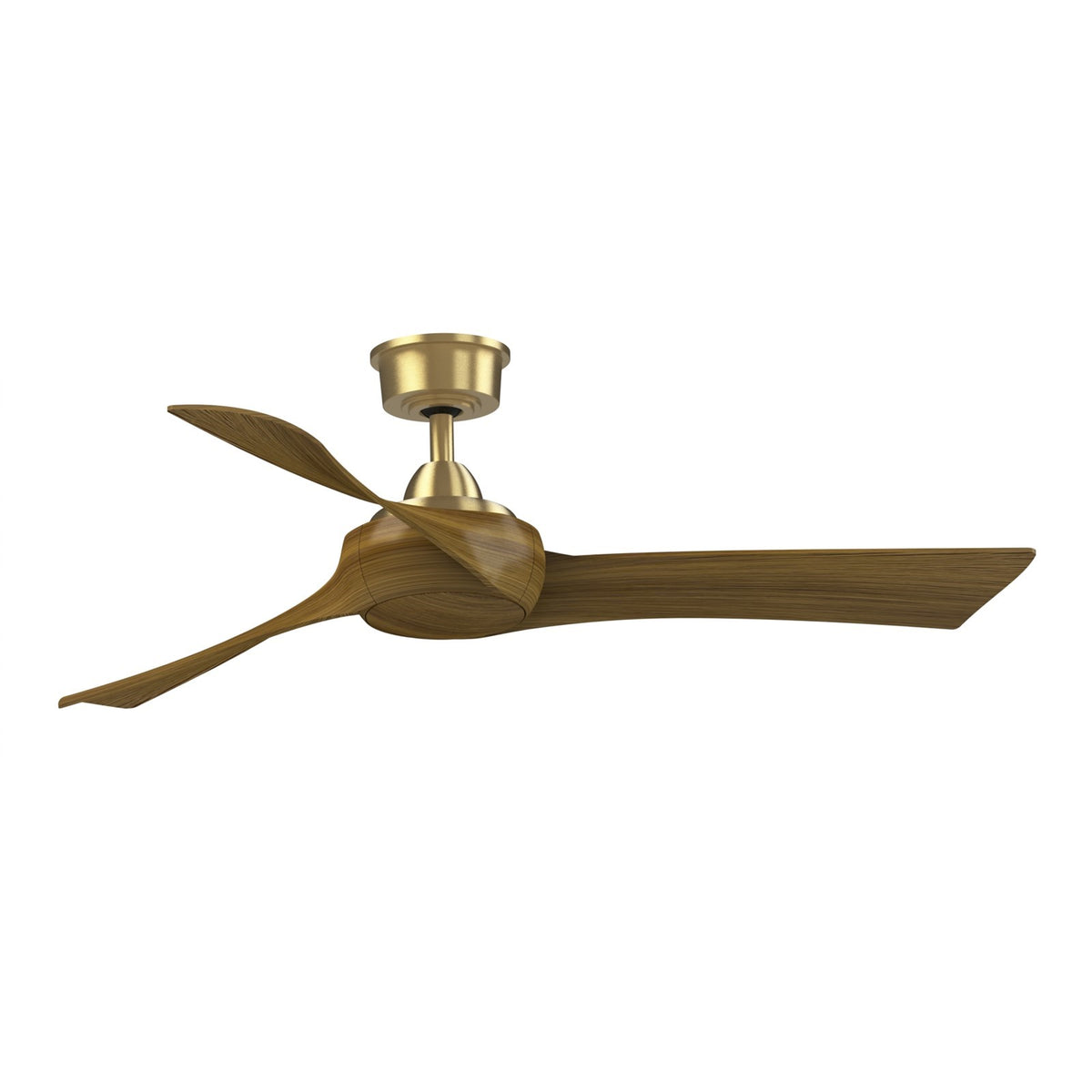 Fanimation Wrap Custom 52in 3-Blade Smart Ceiling Fan | Brushed Satin Brass and Koa Composite Blades | Covered Patio & Living | Model FPD8530BS-52K