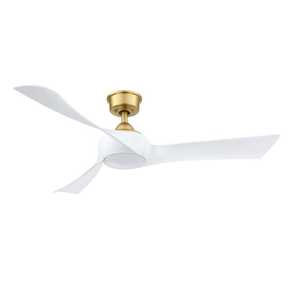Fanimation Wrap Custom 52in 3-Blade Smart Ceiling Fan | Brushed Satin Brass and Matte White Composite | Covered Patio & Living | Model FPD8530BS-52MW