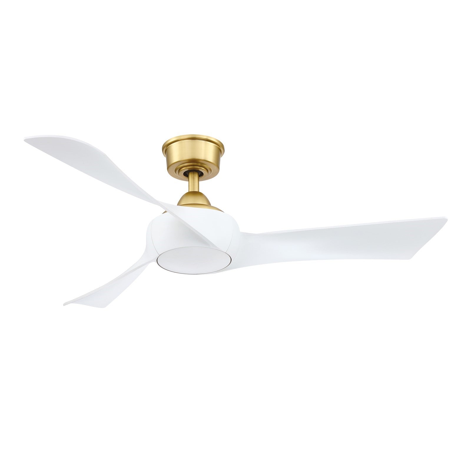 Fanimation Wrap Custom 52in 3-Blade Smart Ceiling Fan with LED Light | Brushed Satin Brass and Matte White Composite | Model FPD8530BS-52MW-LK