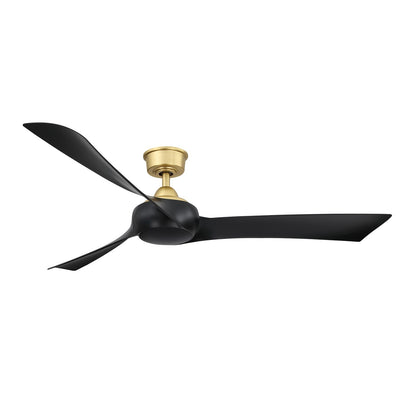 Fanimation Wrap Custom 60in 3-Blade Smart Ceiling Fan | Brushed Satin Brass and Black Composite Blades | Covered Patio | Model FPD8530BS-60BL