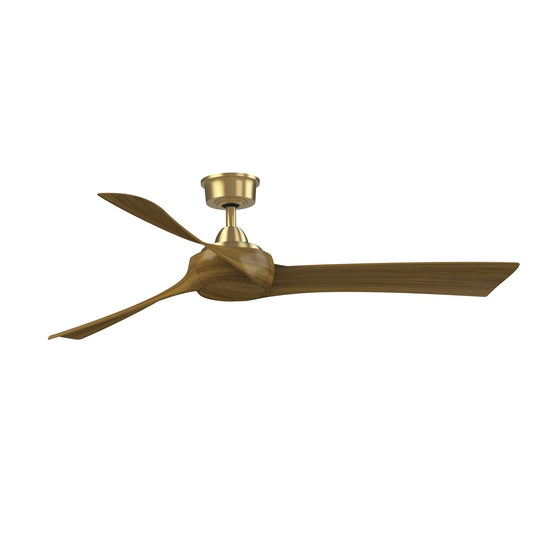 Fanimation Wrap Custom 60in 3-Blade Smart Ceiling Fan | Brushed Satin Brass and Koa Composite | Covered Patio & Living Room | Model FPD8530BS-60K