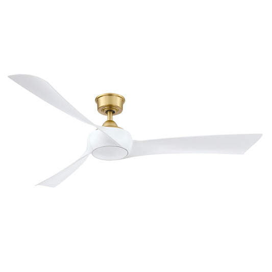 Fanimation Wrap Custom 60in 3-Blade Smart Ceiling Fan | Brushed Satin Brass and Matte White Composite | Covered Patio & Living | Model FPD8530BS-60MW