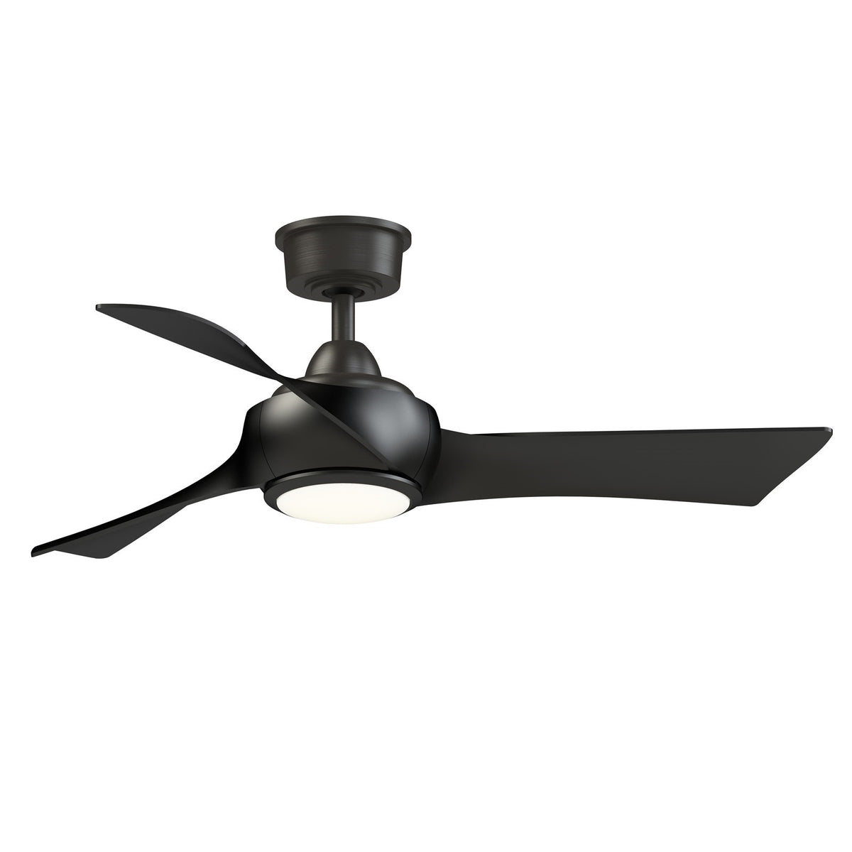 Fanimation Wrap Custom 44in 3-Blade Ceiling Fan with LED Light | Dark Bronze and Black Composite | Covered Patio & Bedroom | Model FPD8530DZ-44BL-LK