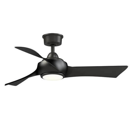 Fanimation Wrap Custom 44in 3-Blade Ceiling Fan with LED Light | Dark Bronze and Black Composite | Covered Patio & Bedroom | Model FPD8530DZ-44BL-LK