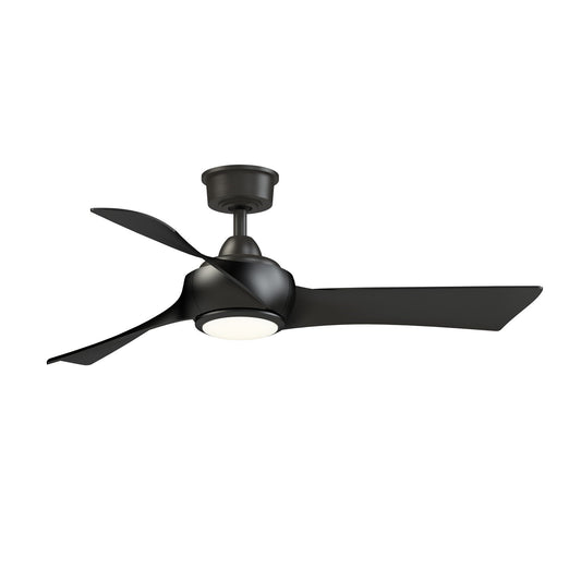 Fanimation Wrap Custom 48in Smart Ceiling Fan with LED Light | Dark Bronze and Black Composite Blades | Covered Patio | Model FPD8530DZ-48BL-LK