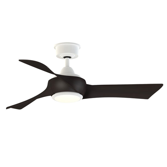 Fanimation Wrap Custom 44in 3-Blade Smart Ceiling Fan with LED Light | Modern Matte White and Dark Walnut Composite | Model FPD8530MW-44DWA-LK