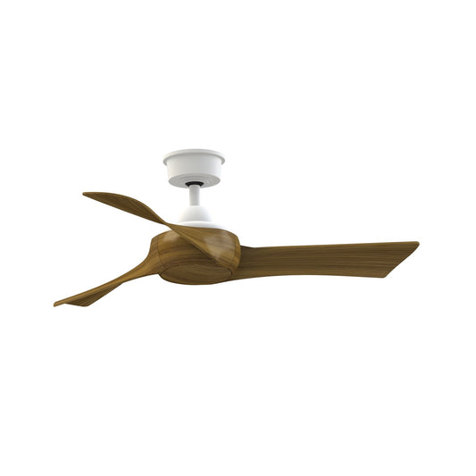Fanimation Wrap Custom 44in 3-Blade Smart Ceiling Fan | Modern Matte White and Koa Composite | Covered Patio & Bedroom | Model FPD8530MW-44K