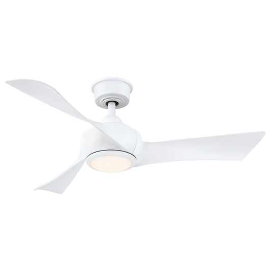 Fanimation Wrap Custom 44in 3-Blade Ceiling Fan with LED Light | Matte White and Matte White Composite | Covered Patio | Model FPD8530MW-44MW-LK