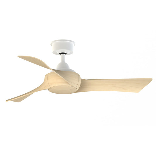 Fanimation Wrap Custom 44in 3-Blade Ceiling Fan | Matte White and Natural Composite | Covered Patio & Bedroom | Model FPD8530MW-44N