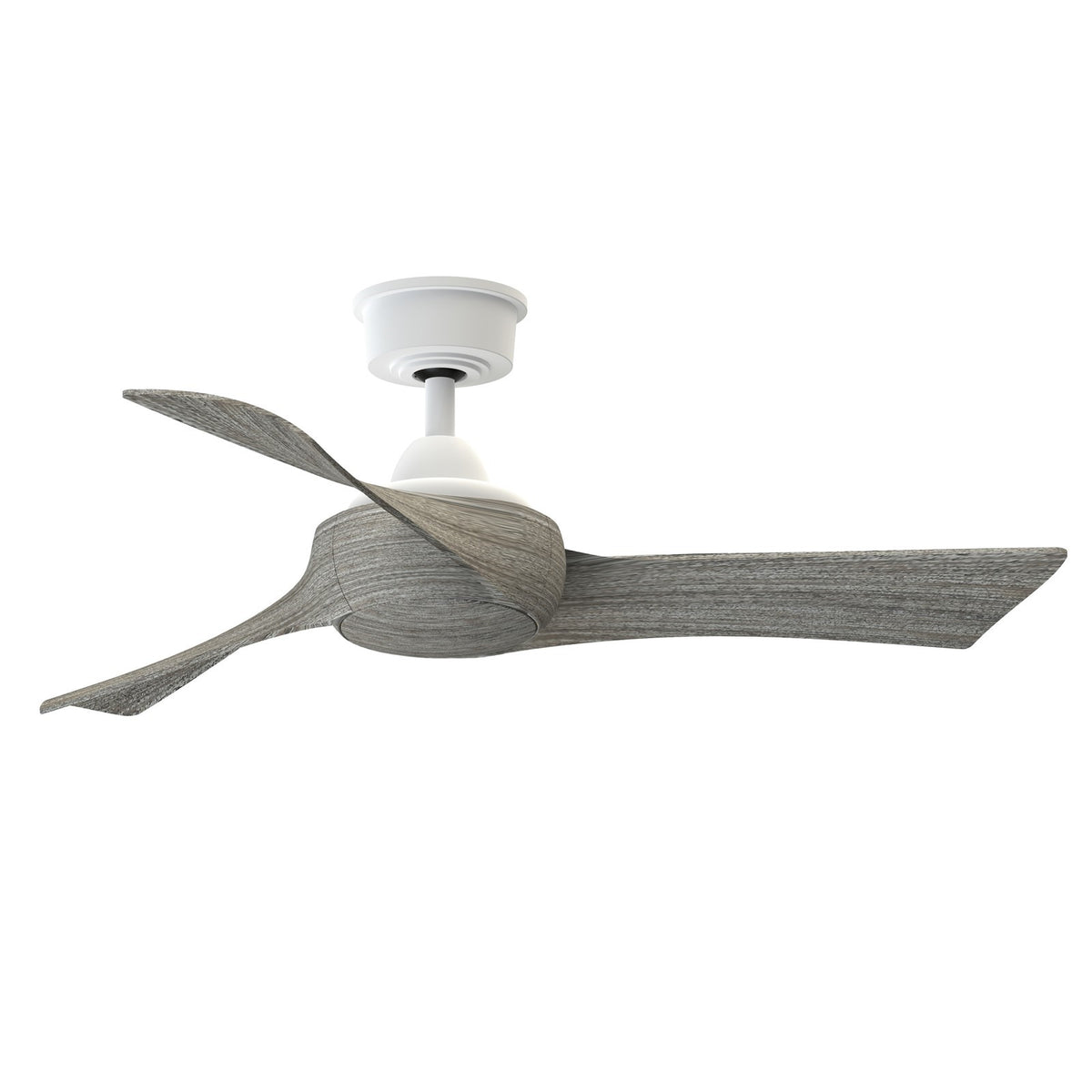 Fanimation Wrap Custom 44in 3-Blade Ceiling Fan | Matte White and Weathered Wood Composite | Covered Patio & Indoor Rooms | Model FPD8530MW-44WE