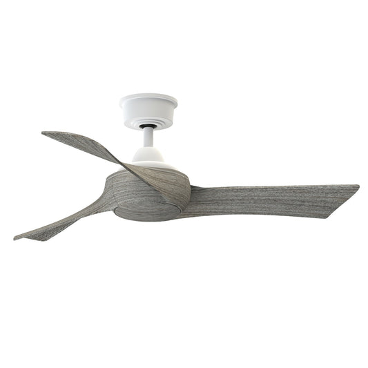 Fanimation Wrap Custom 44in 3-Blade Ceiling Fan | Matte White and Weathered Wood Composite | Covered Patio & Indoor Rooms | Model FPD8530MW-44WE