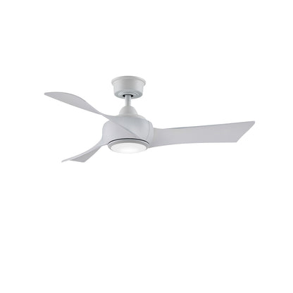 Fanimation Wrap Custom 44in 3-Blade Ceiling Fan with LED Light | Matte White and White Washed Composite | Covered Patio | Model FPD8530MW-44WW-LK