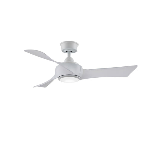 Fanimation Wrap Custom 44in 3-Blade Ceiling Fan with LED Light | Matte White and White Washed Composite | Covered Patio | Model FPD8530MW-44WW-LK
