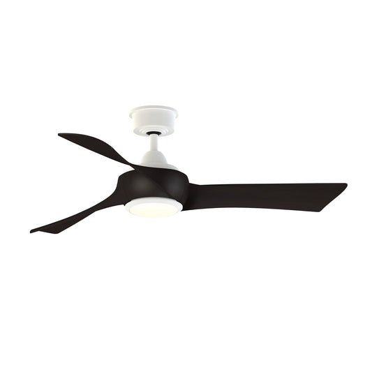 Fanimation Wrap Custom 48in 3-Blade Smart Ceiling Fan with LED Light | Matte White and Dark Walnut Composite | Covered | Model FPD8530MW-48DWA-LK