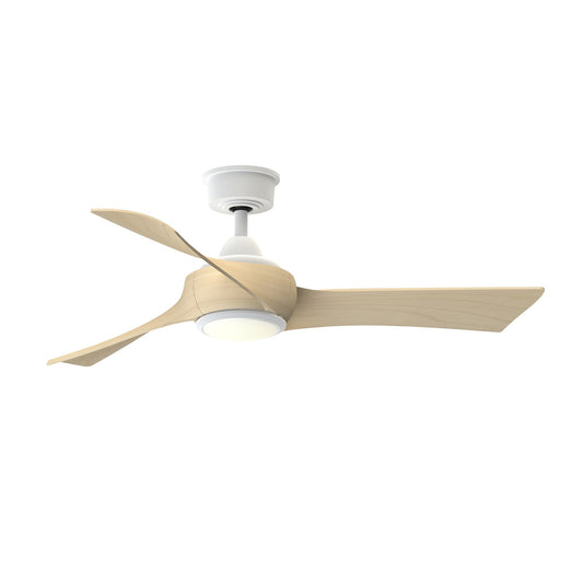 Fanimation Wrap Custom 48in 3-Blade Smart Ceiling Fan with LED Light Kit | Matte White and Natural Composite Blades | Model FPD8530MW-48N-LK