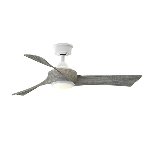 Fanimation Wrap Custom 48in 3-Blade Smart Ceiling Fan with LED Light Kit | Matte White and Weathered Wood Composite Blades | Model FPD8530MW-48WE-LK
