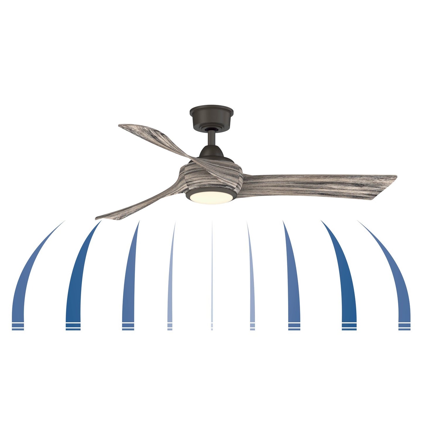 Fanimation Wrap Custom 52in 3-Blade Smart Ceiling Fan | Matte White and Dark Walnut Composite | Covered Patio & Bedroom | Model FPD8530MW-52DWA