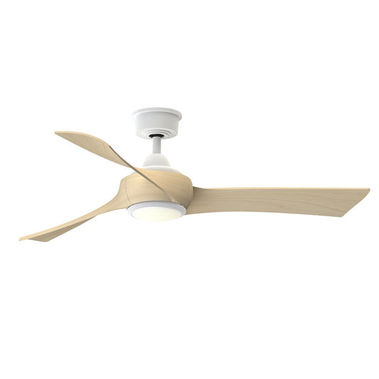 Fanimation Wrap Custom 52in 1-Light Ceiling Fan | Contemporary Matte White and Natural Composite Blades | Covered Patio | Model FPD8530MW-52N-LK