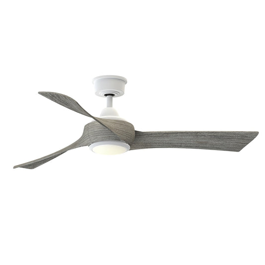 Fanimation Wrap Custom 52in 1-Light Ceiling Fan | Contemporary Matte White and Weathered Wood Composite Blades | Covered | Model FPD8530MW-52WE-LK