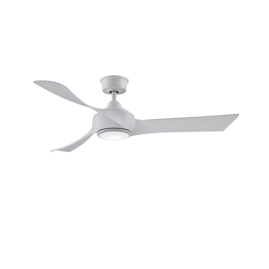 Fanimation Wrap Custom 52in 1-Light Ceiling Fan | Matte White and White Washed Composite Blades | Covered Patio & Bedroom | Model FPD8530MW-52WW-LK