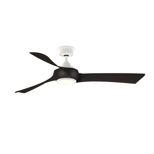 Fanimation Wrap Custom 56in 1-Light Ceiling Fan | Matte White and Dark Walnut Composite Blades | Covered Patio & Bedroom | Model FPD8530MW-56DWA-LK