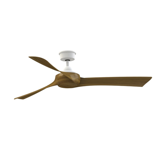 Fanimation Wrap Custom 60in Smart Ceiling Fan | Matte White and Koa Composite Blades | Covered Patio & Living Room | Model FPD8530MW-60K
