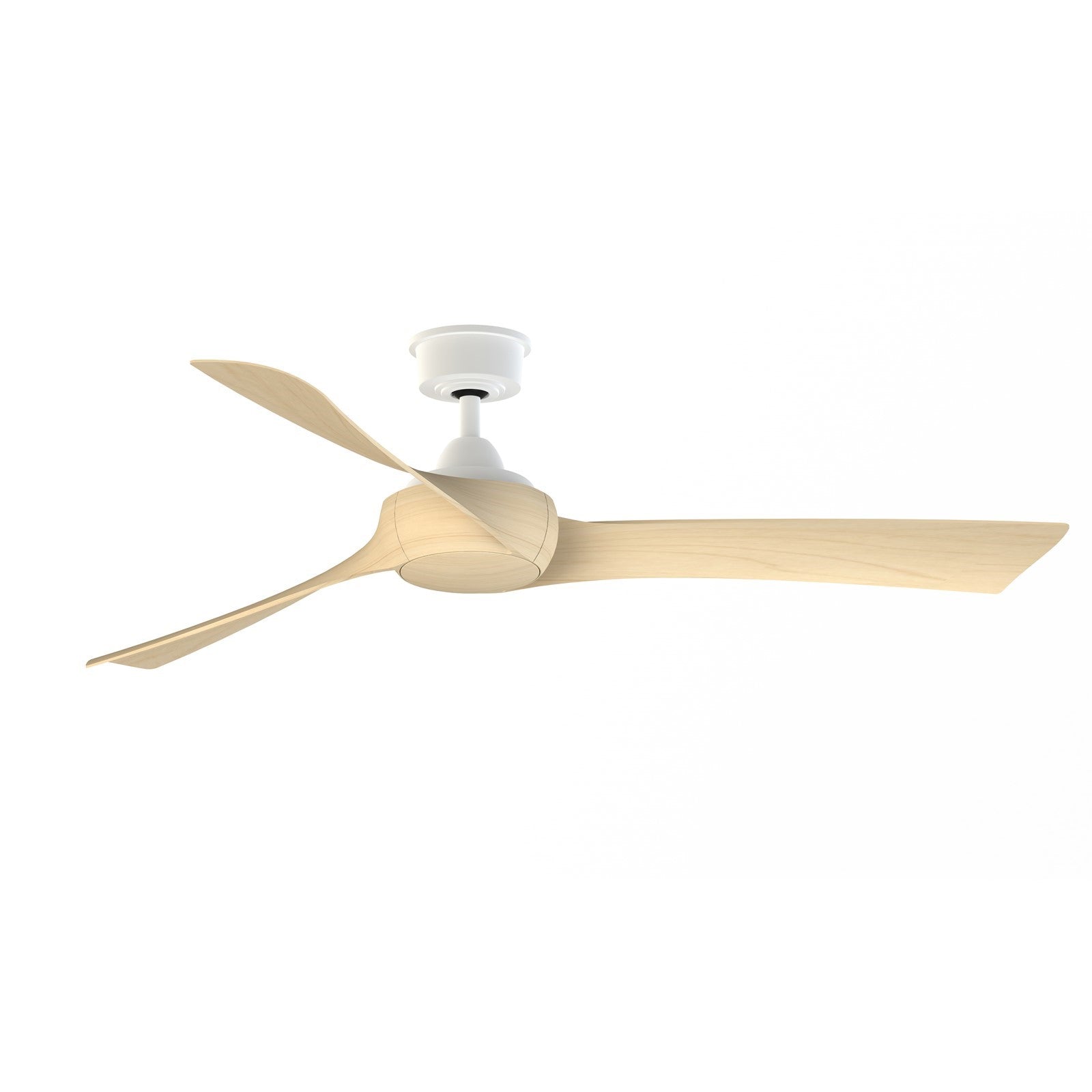 Fanimation Wrap Custom 60in Smart Ceiling Fan No Light | Matte White and Natural Composite Blades | Covered Patio & Bedroom | Model FPD8530MW-60N