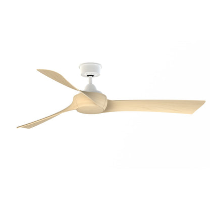 Fanimation Wrap Custom 60in Smart Ceiling Fan No Light | Matte White and Natural Composite Blades | Covered Patio & Bedroom | Model FPD8530MW-60N