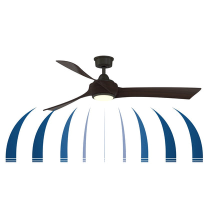Fanimation Wrap Custom 60in Smart Ceiling Fan No Light | Matte White and Natural Composite Blades | Covered Patio & Bedroom | Model FPD8530MW-60N