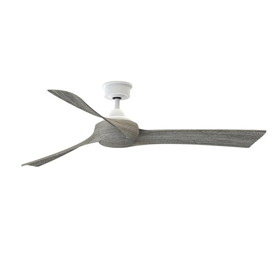 Fanimation Wrap Custom 60in Smart Ceiling Fan No Light | Matte White and Weathered Wood Composite Blades | Covered Patio | Model FPD8530MW-60WE