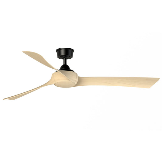 Fanimation Wrap Custom 64in Ceiling Fan | Contemporary Black and Natural Composite Blades | Covered Patio & Living Room | Model FPD8531BL-64N