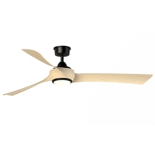 Fanimation Wrap Custom 64in 3-Light Ceiling Fan with LED CCT Select Light Kit | Black and Natural Composite Blades | Covered | Model FPD8531BL-64N-LK