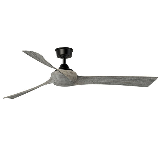 Fanimation Wrap Custom 64in Ceiling Fan No Light | Black and Weathered Wood Composite Blades | Covered Patio & Living Room | Model FPD8531BL-64WE