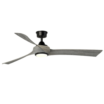 Fanimation Wrap Custom 64in 3-Light Ceiling Fan with LED CCT Select Light Kit | Black and Weathered Wood Composite Blades | Model FPD8531BL-64WE-LK