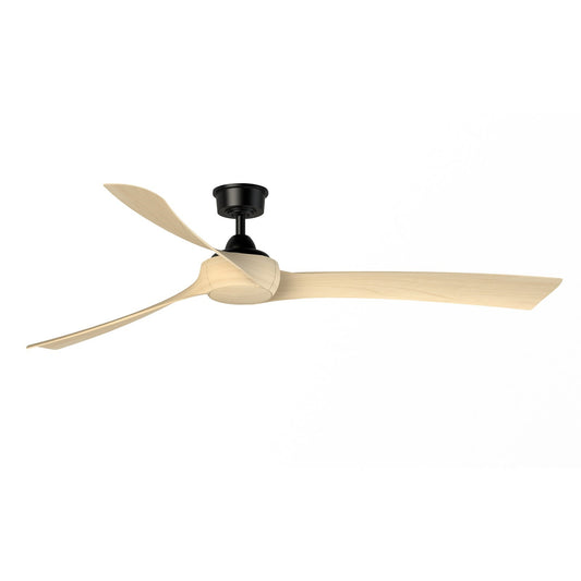 Fanimation Wrap Custom 72in Smart Ceiling Fan | Black and Natural Composite Blades | Covered Patio & Living Room | Model FPD8531BL-72N