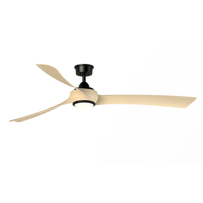 Fanimation Wrap Custom 72in 1-Light Smart Ceiling Fan | Black and Natural Composite Blades | Covered Patio & Living Room | Model FPD8531BL-72N-LK