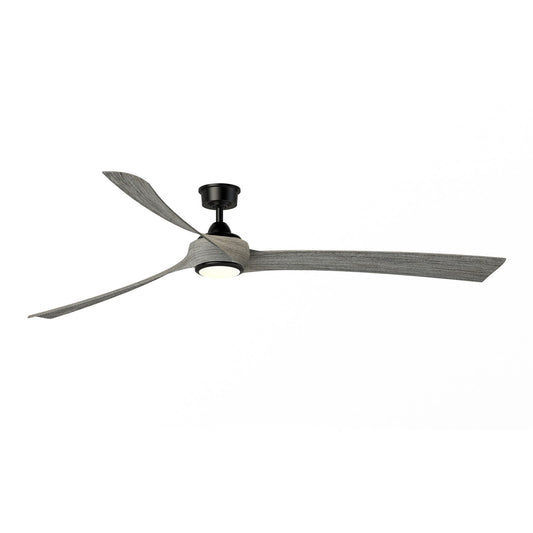 Fanimation Wrap Custom 84in 1-Light Ceiling Fan | Matte Black and Weathered Wood Blades | Covered Patio & Great Room | Model FPD8531BL-84WE-LK