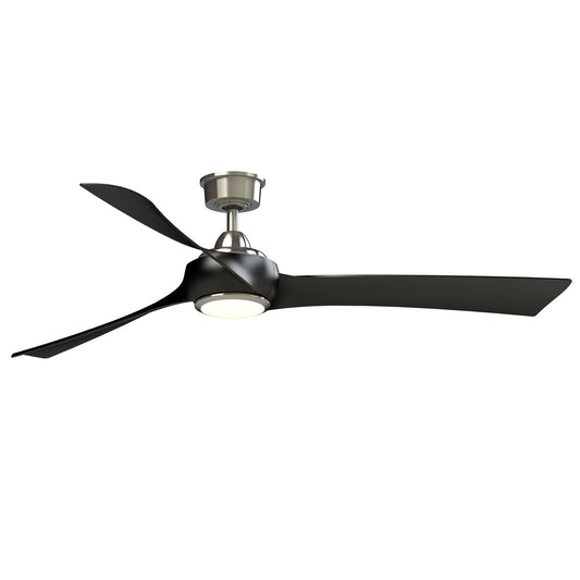 Fanimation Wrap Custom 64in 1-Light Ceiling Fan | Brushed Nickel and Black Blades | Covered Patio & Great Room | Model FPD8531BN-64BL-LK