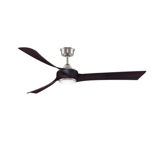 Fanimation Wrap Custom 64in 1-Light Ceiling Fan | Brushed Nickel and Dark Walnut Opal Glass | Covered Patio & Sunroom | Model FPD8531BN-64DWA-LK