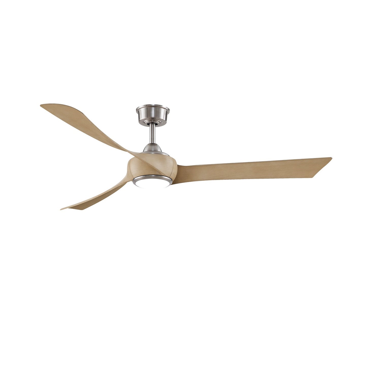 Fanimation Wrap Custom 64in 1-Light Ceiling Fan | Contemporary Brushed Nickel and Natural Composite Blades | Covered Patio | Model FPD8531BN-64N-LK